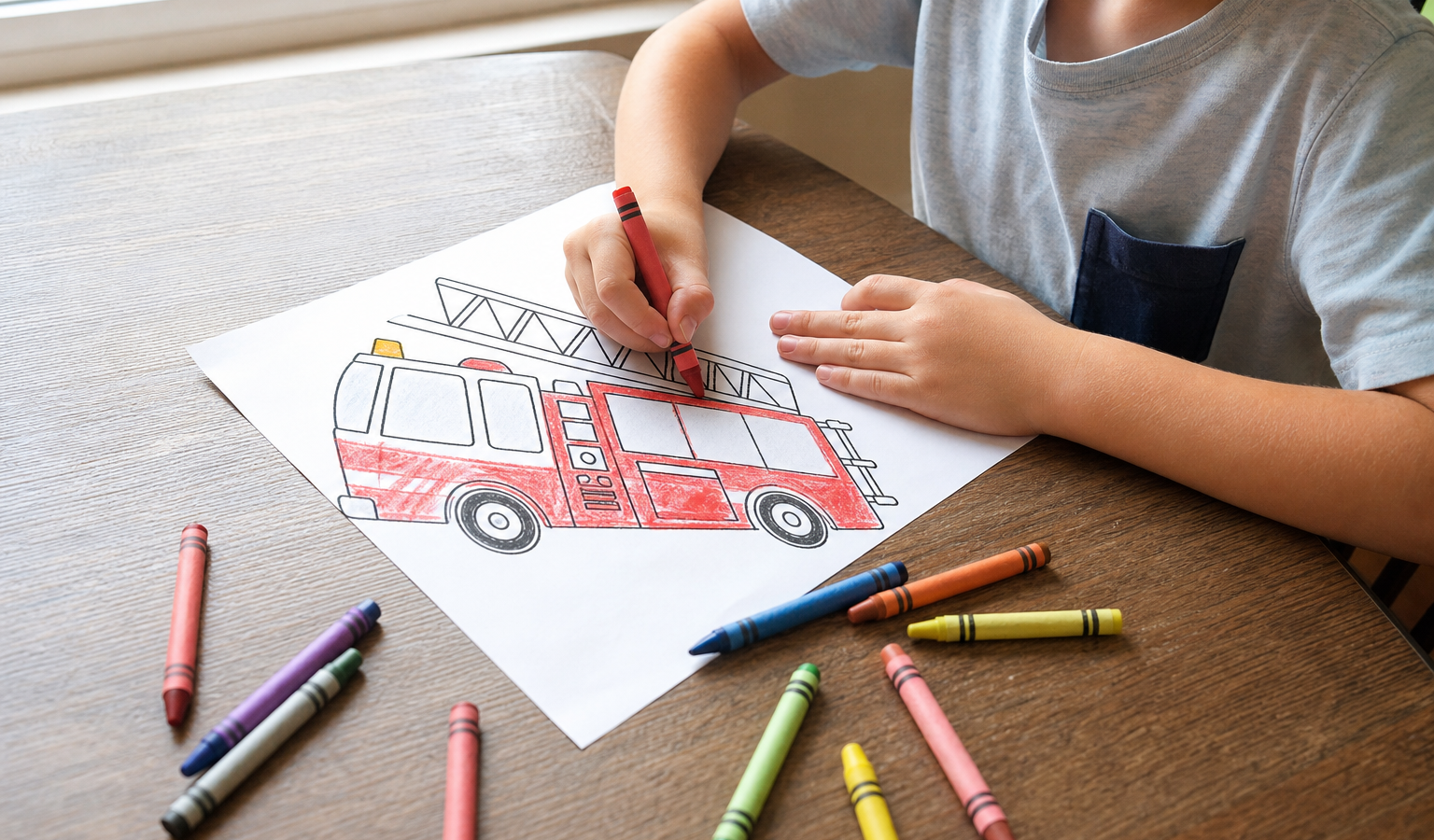 Zelf kleurplaten maken: brandweer-thema voor kinderen